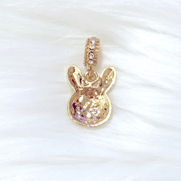 White And Pink Rhinestone Gold Spacer Bead - Picture 2 of 3